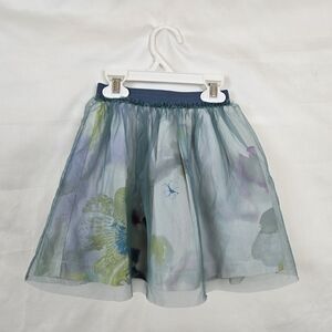 il Gufo Girls Blue Tulle Floral Watercolor Elastic Waist Boho Art A-line Skirt 5